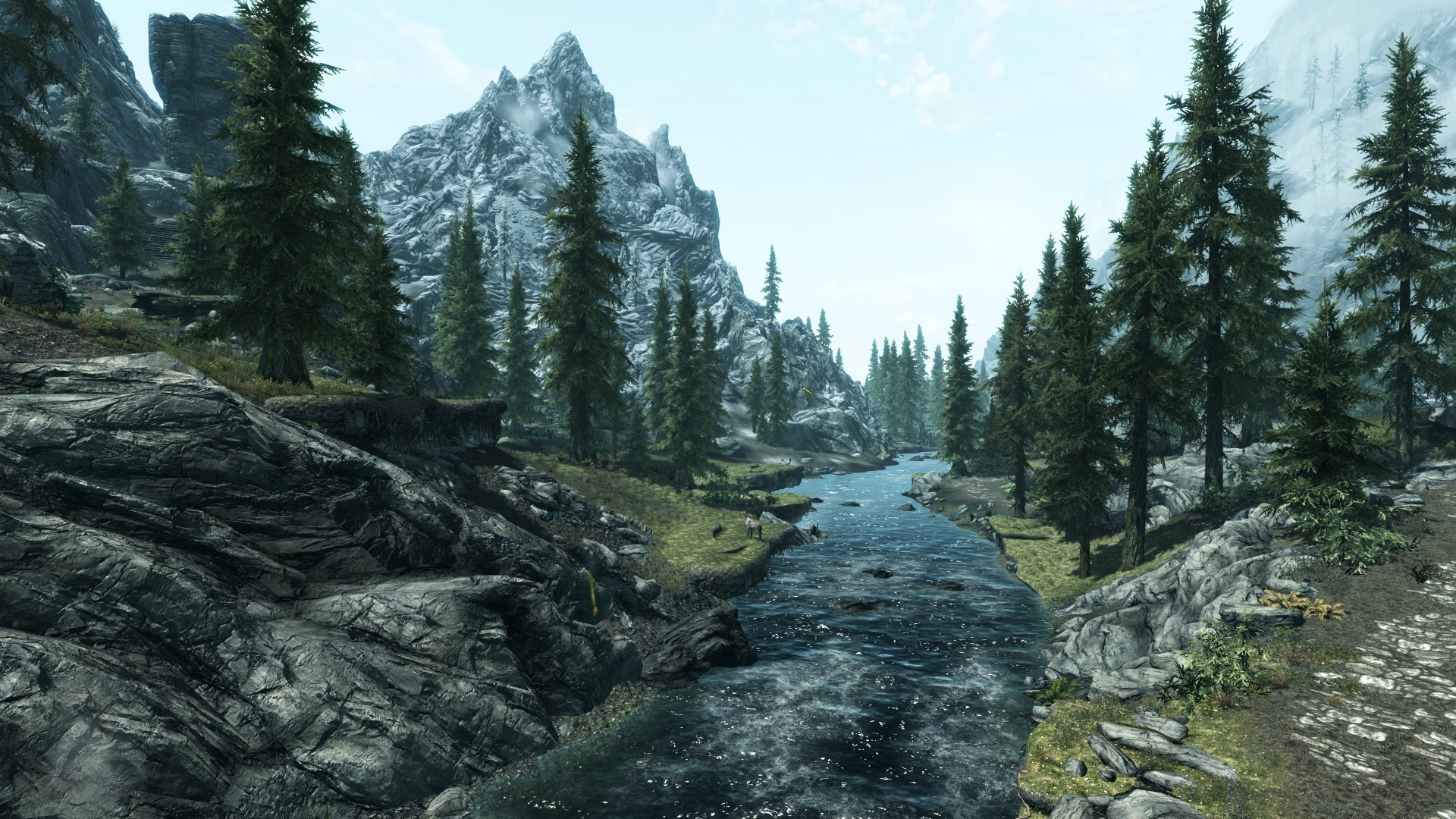 Самые красивые пейзажи в играх - Горная речка, The Elder Scrolls V Skyrim