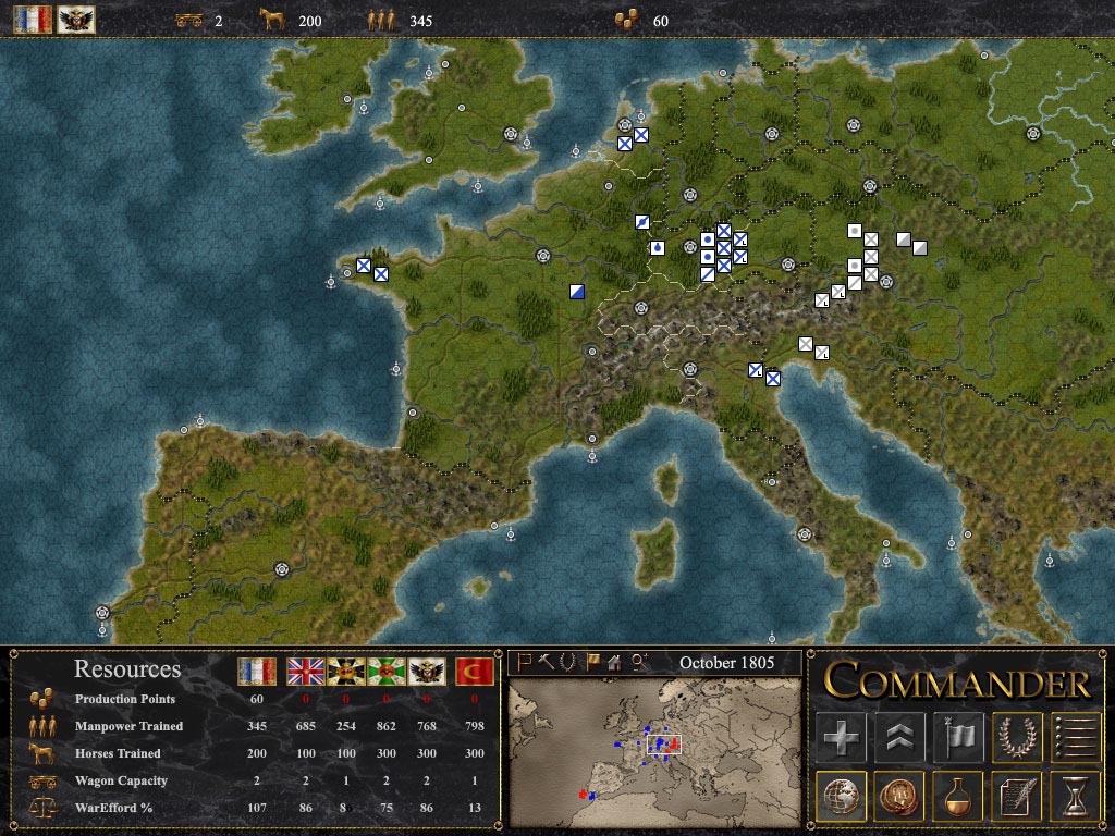 Commander: Napoleon at War Карта Европы