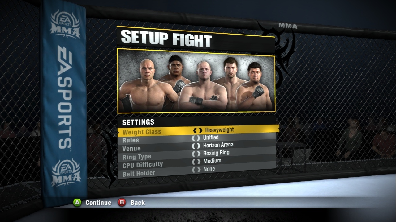 EA Sports MMA Настройки битвы