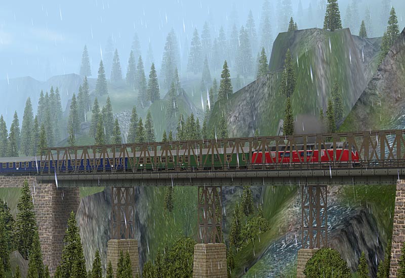 EEP Virtual Railroad 4 Пассажирский поезд на виадуке