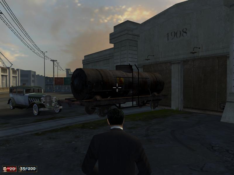 Mafia Вскрыть ворота склада, в котором забаррикадировался Морелло, можно только с помощью цистерны