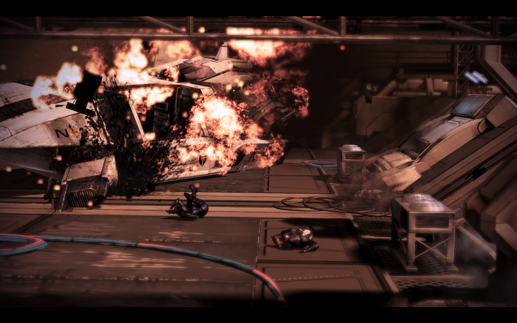 Mass Effect 3 Взрыв после столкновения челноков