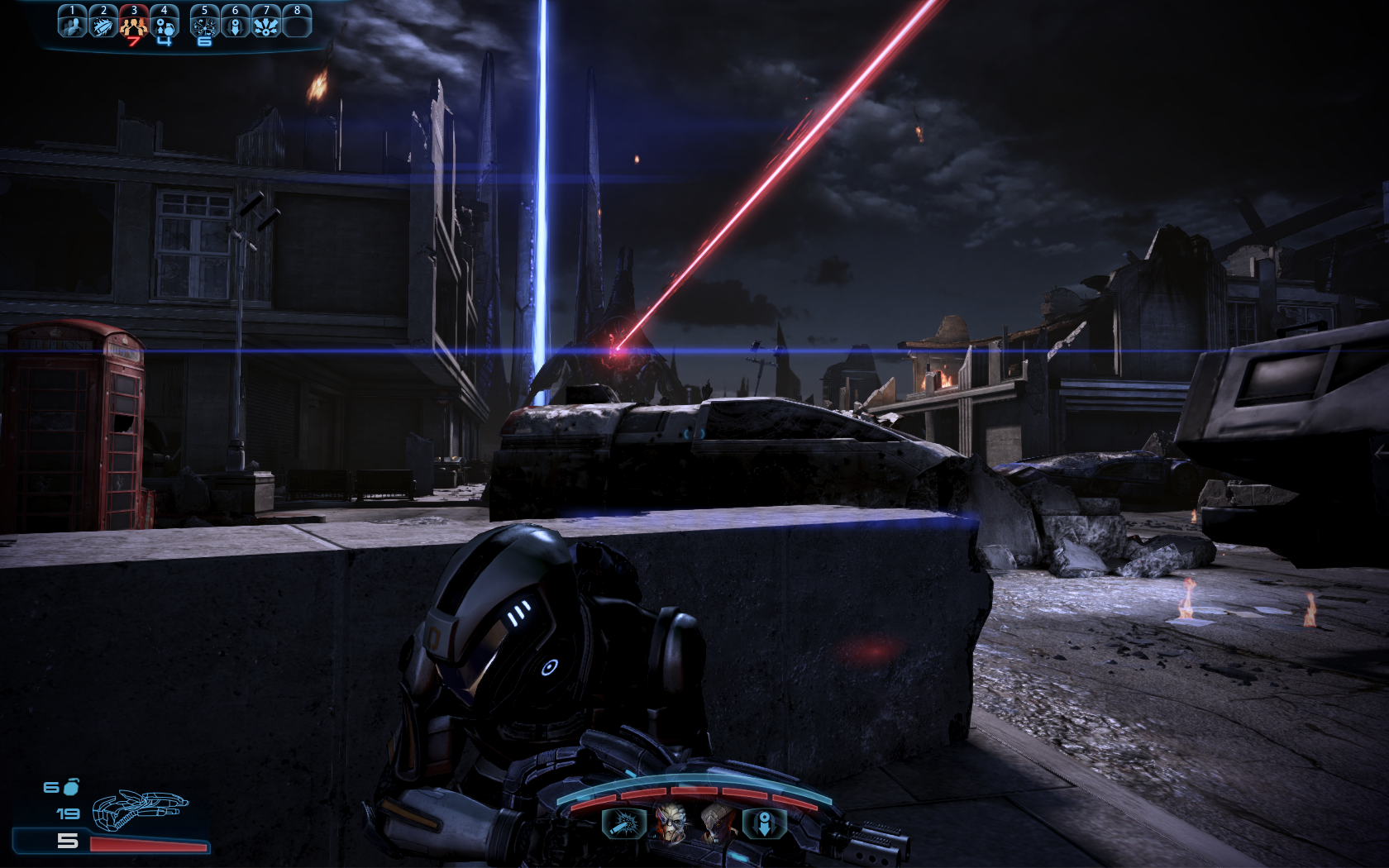 Mass Effect 3 Жнец атакует лазером