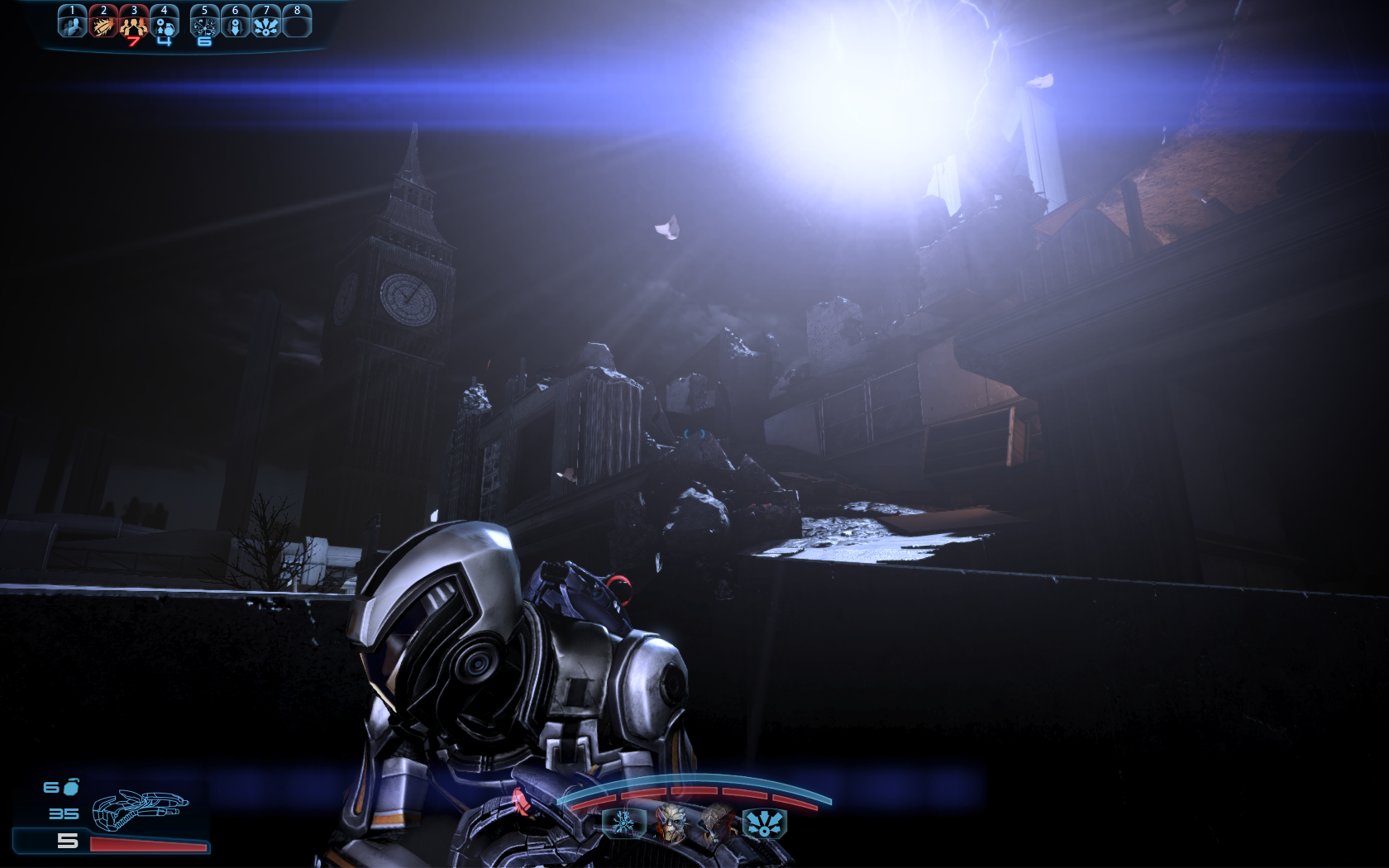 Mass Effect 3 Шепард на фоне Биг Бена