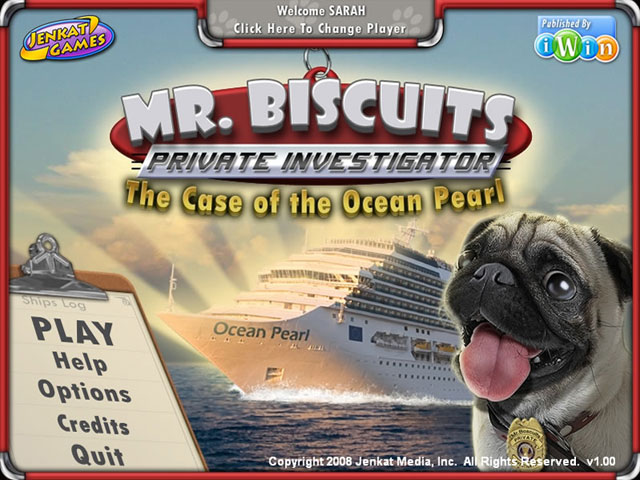 Mr. Biscuits: Case of the Ocean Pearl Меню игры