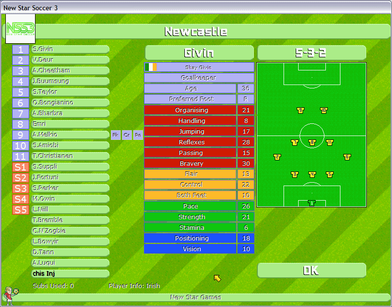 New Star Soccer 3 Состав команды