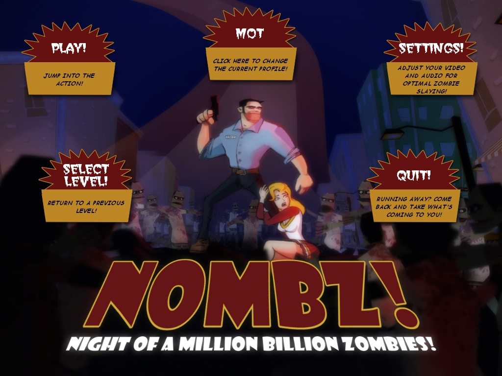 NOMBZ: Night of a Million Billion Zombies! Меню игры