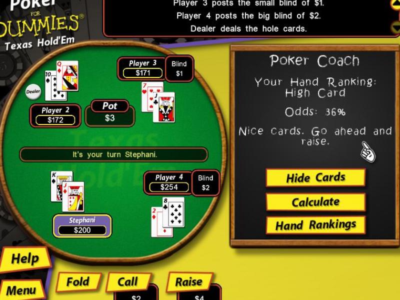 Poker for Dummies Featuring Texas Hold'Em Игровой процесс