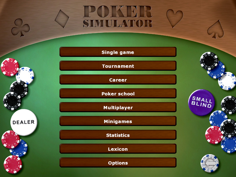 Poker Simulator Меню