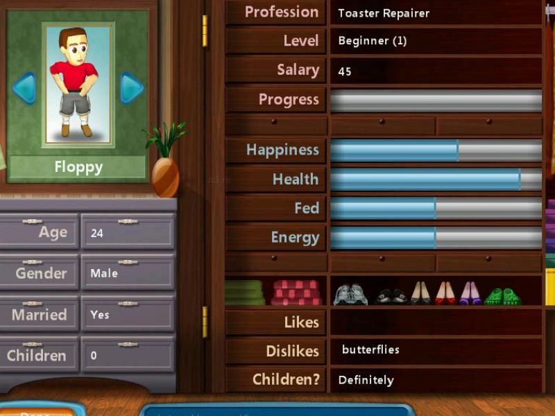 Virtual Families Характеристики героя